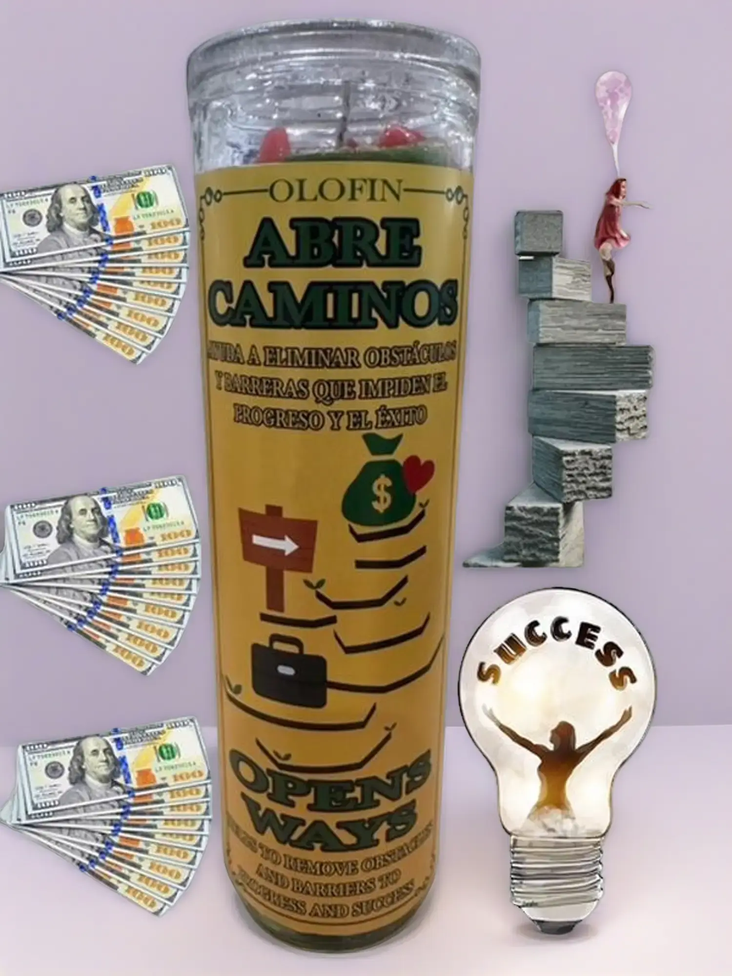 ABRE CAMINOS VELADORA VERDE, PREPARADAPrepared Green Abre Caminos Candle, Aromatherapy Candle for Alternative Health & Wellness Support