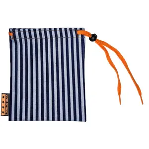 VINE STREET MARKET USA Classic Stripe Denim Pouch - Stylish Adjustable Drawstring Closure, Durable Denim Construction, 8.5” x 6.5”, Lightweight Design