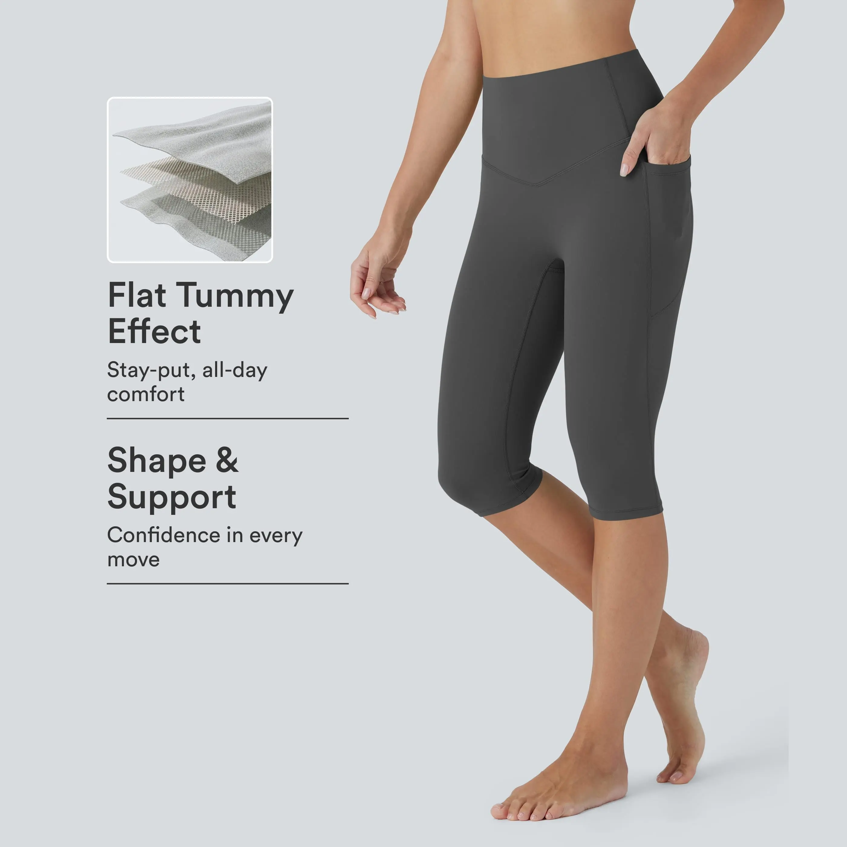 Halara UltraSculpt High Waisted Tummy Control Pedal Pusher Yoga Leggings with Pockets Halara UltraSculpt High Waisted Tummy Control Pedal Pusher Yoga Leggings with Pockets