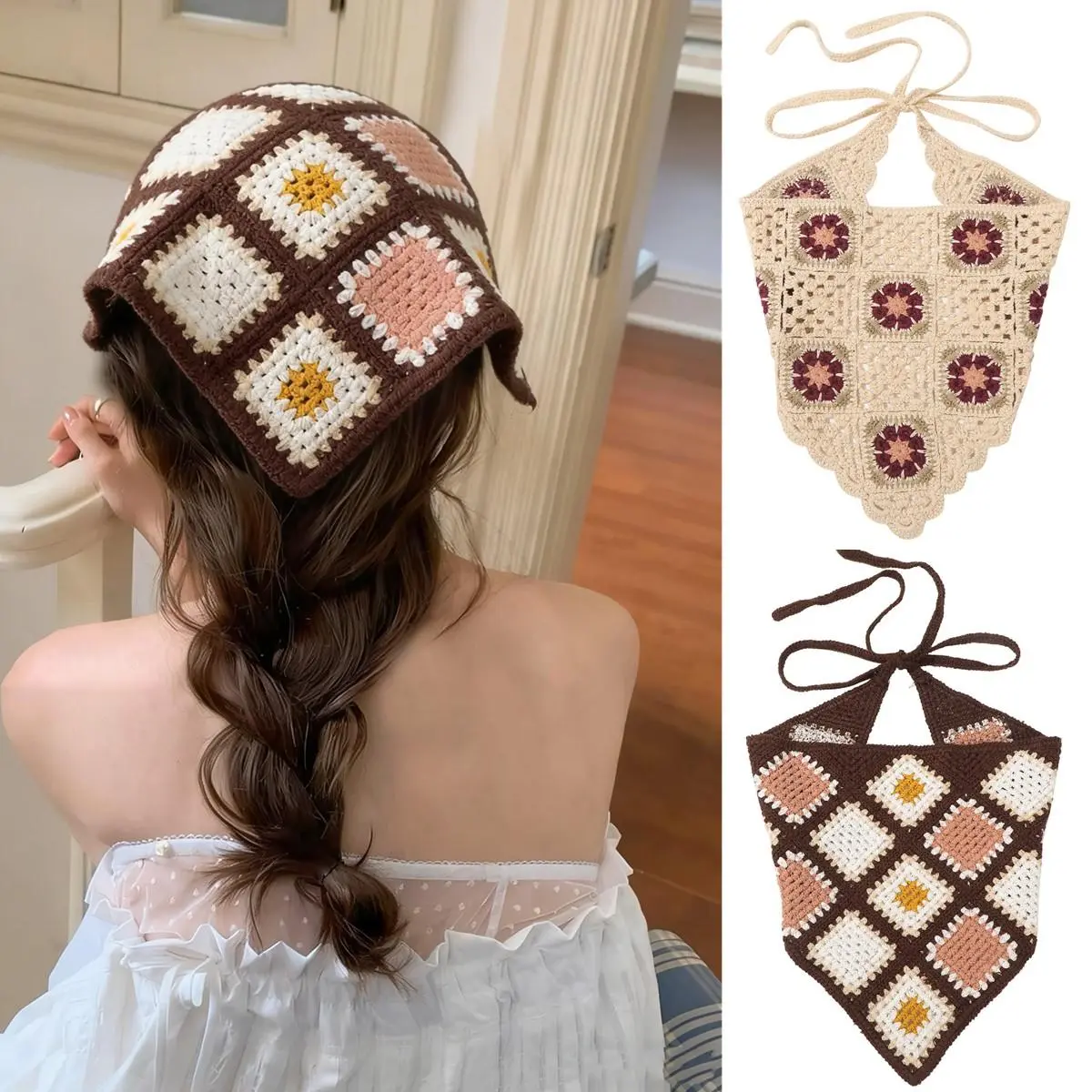 t*r様 Studded Crochet Headgear XG cocona crochet headdress - TikTok Shop