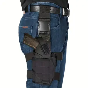 1x Adjustable Right Hand Thigh Holster with Magazine Pouch - Durable Polyester Fiber, Black Leg Gun Holster, Suitable for Concealed Carry, Outdoor Gun Accessories