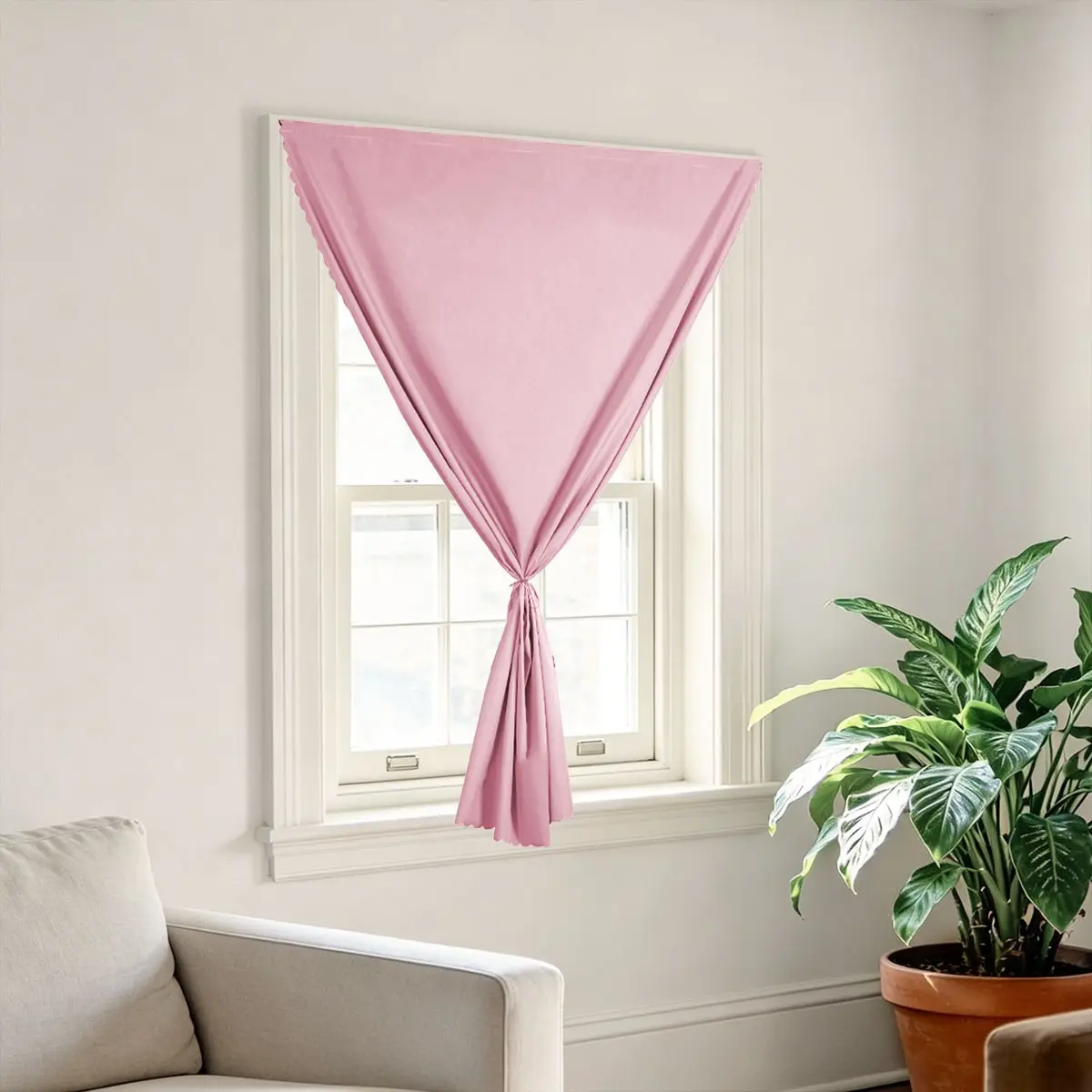 Single Piece Solid Velvet Velcro Curtain, Simple Elegant Small Window Self-Adhesive Curtain, No Drilling, Easy Install Curtain, Multiple Colors Available