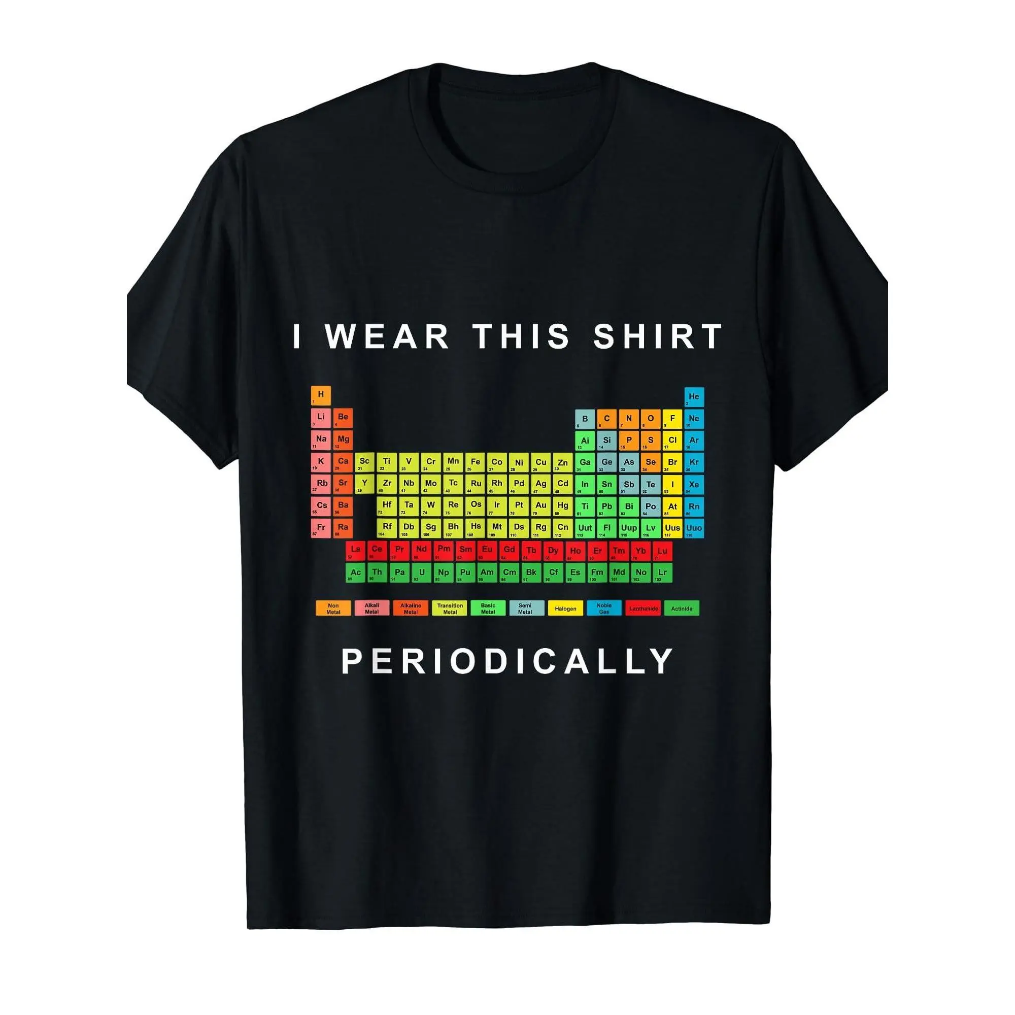 Men' Chemistry Periodic Table T-Shirt - Periodic Shirt with Element Chart, 220gsm Cotton Short Sleeve Round Neck Casual Tee Suitable for Science Enthusiasts, Teachers & Students, Machine Washable Chemistry Apparel