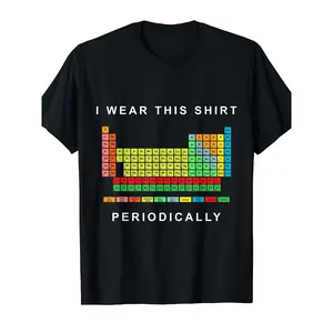Men' Chemistry Periodic Table T-Shirt - Periodic Shirt with Element Chart, 220gsm Cotton Short Sleeve Round Neck Casual Tee Suitable for Science Enthusiasts, Teachers & Students, Machine Washable Chemistry Apparel