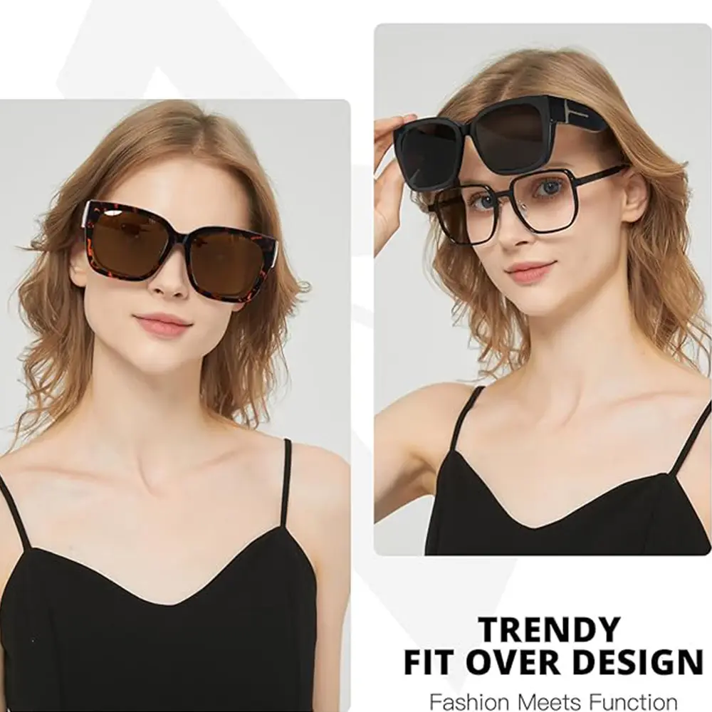 Oversized Square Fitover Sunglasses UV400 Polarized Driving Shades TINHAO Oversized Square Fit Over Glasses Sunglasses for Men  main image 3
