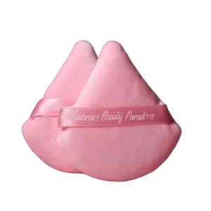 Pink powder puff 2-pack reusable triangular for face powder