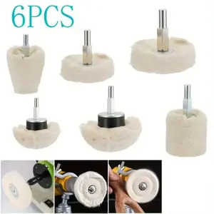 6-piece Polishing Pad Polishing Wheel Kit, Suitable for Wheel Shaped Polishing Tools Such As Jewelry, Wood, Plastic, Ceramics, Glass, Etc., Drill Polishing Wheel, with 1/ 4 Inch Handle