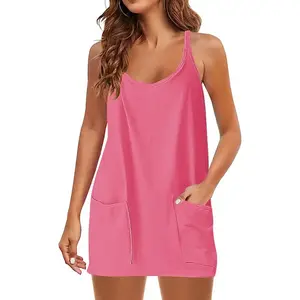 Womens Summer Mini Dress Casual Sleeveless Built in Shapewear Sundress Trendy Short Tennis Athletic OutfitsRAIMENTRY