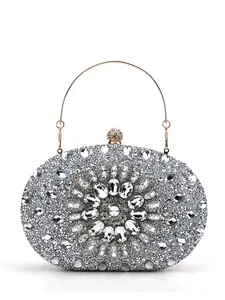 Elegant Women's Sequined Floral Evening Clutch Bag, Sparkling Diamond Embellished Wedding Party Handbag, Perfect for Parties Birthdays Holidays