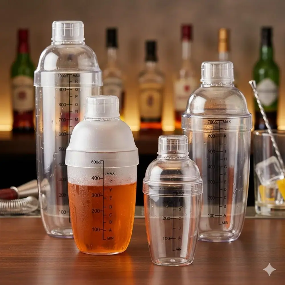 Portable Bartending Kit: 4-Piece Leakproof Cocktail Shaker Set with Precise Measurements, Non-Slip Grip & Detachable Design for Home Bar, Camping, Car Travel. DIY Drinks, Iced Coffee, Milk Tea. Anti-Mold Easy-Clean System.
