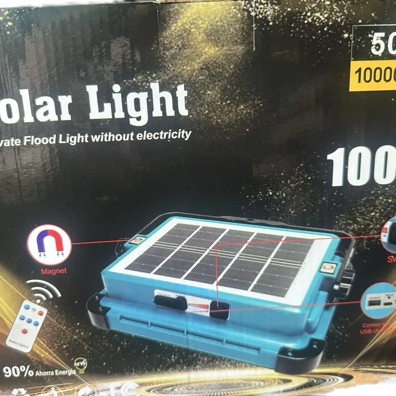 Qawtor Solar Rechargeable LED Work Light - 288 Super Bright 5730 Beads Floodlight, Solar Outdoor Lights, USB & Type-C Charging, 5 Lighting Modes, Adjustable Brightness, IP66 Waterproof, Foldable, SOS, Battery Powered, Portable for Camping, Fishing
