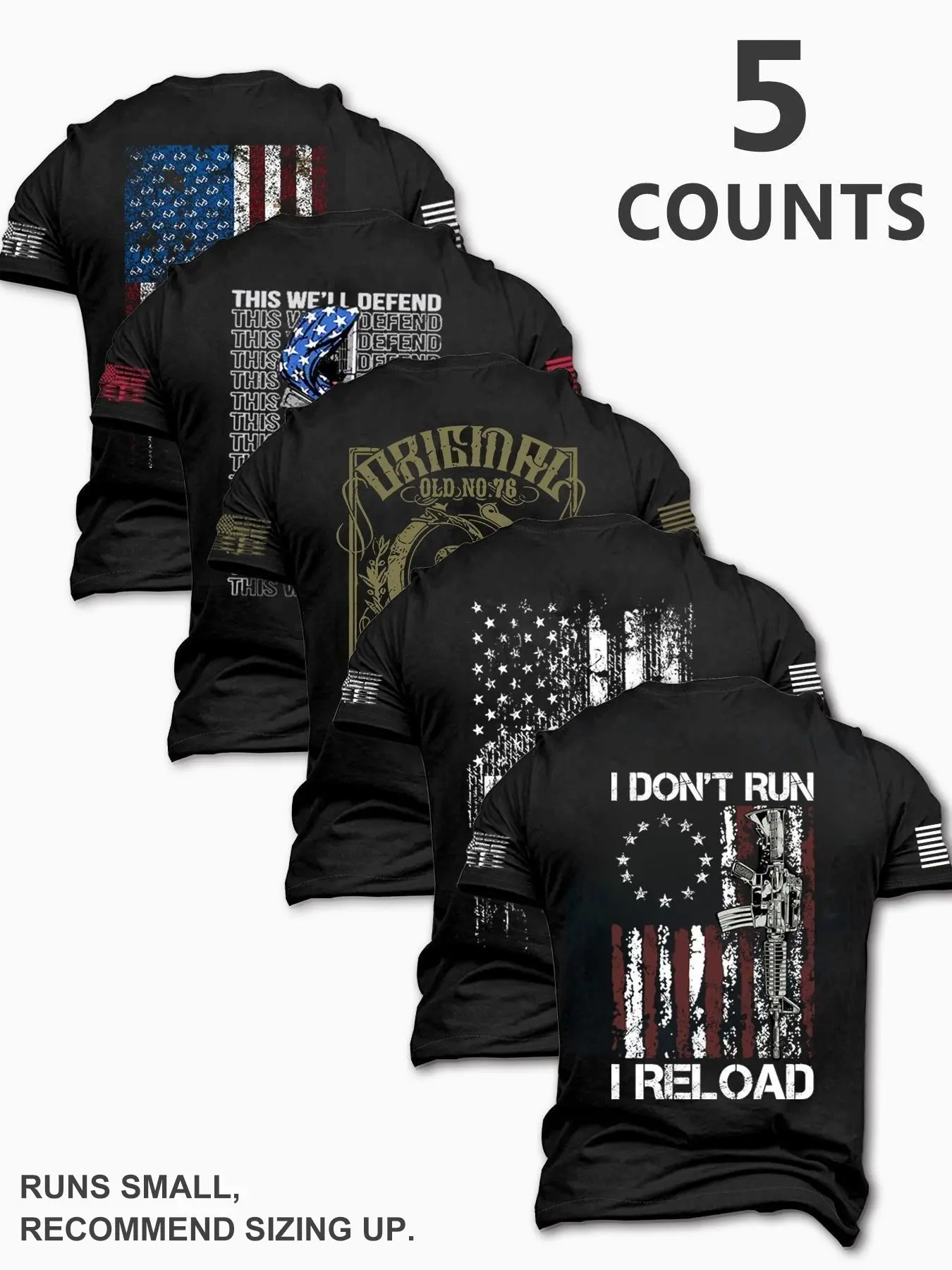 Men's Fashion Round Neck Casual Short Sleeve T-Shirt, Summer Comfortable Flag Print Outdoor Tee, Ideal for Daily Wear, Menswear