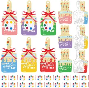 24 Pack Valentines Day Gifts for Kids Class, Classroom Exchange Cards Mini Paint Set, Preschool Art Party Favors, Watercolor Palette School Paint Party Supplies paint  brush  markers valentine  tote home  goods