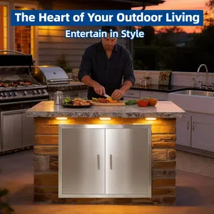 Cxforste Outdoor Kitchen Doors - 30" x 21" Outdoor Kitchen Cabinets, 304 Stainless Steel Doors for Outdoor Kitchens with Handles BBQ Access Door, for BBQ Island, Grilling Station, Outside Cabinet，304 Stainless Steel Kitchen Cabinet，Outdoor Kitchen Cabinet