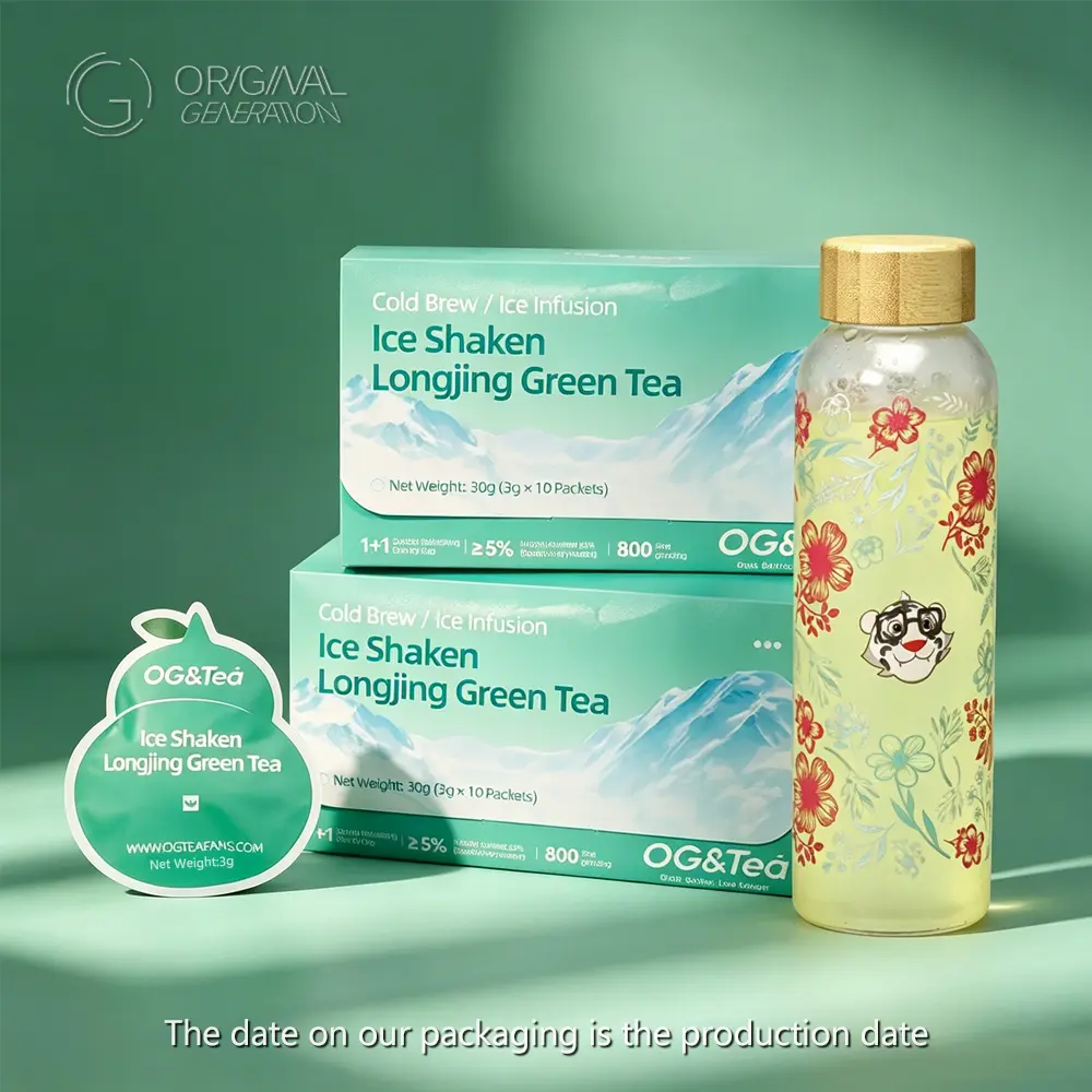 Live Special BOGO 2 Cartons Cold-brewed Matcha Iced Longjing Tea (1 Carton 30g 3g×10packs)×2 With Color Changing Glass Water Bottle Summer West Lake Longjing Green Tea