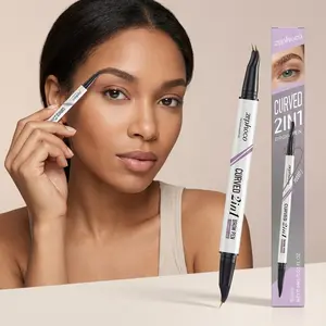 Double-Ended Eyebrow Pencil, Smooth Application, Creates 3D Brow Shape, Precisely Sculpted Brows, Liquid Eyebrow Pen, 1pc Dual-Headed Makeup Tool, Cosmetic