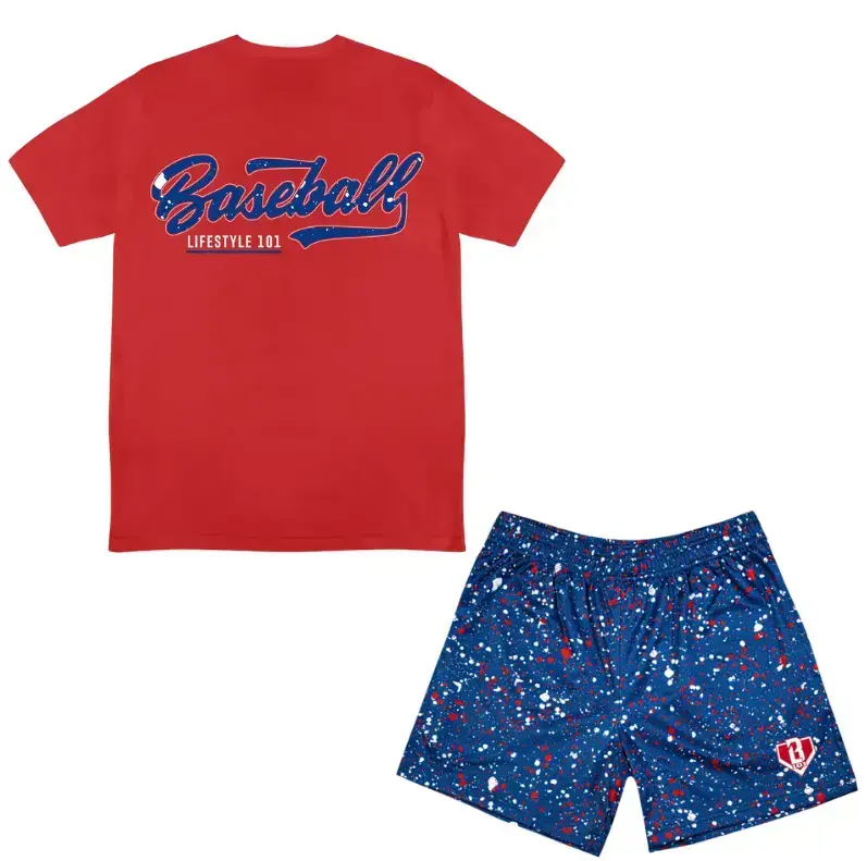 Baseball Lifestyle 101 Splatter Youth USA Tee & Short