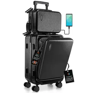 TravelArim 22 Inch Carry On Luggage with Wheels – Hardside Spinner Suitcase, Expandable, USB Port, TSA Lock & Cosmetic Bag