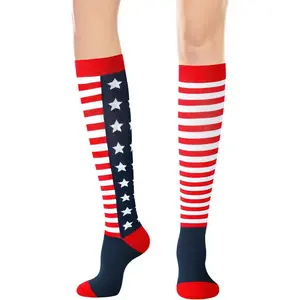Compression Socks for Women and Men, American Flag Knee High Support Socks for Nurse, Travel Flight, Athletic : Sports & Outdoors