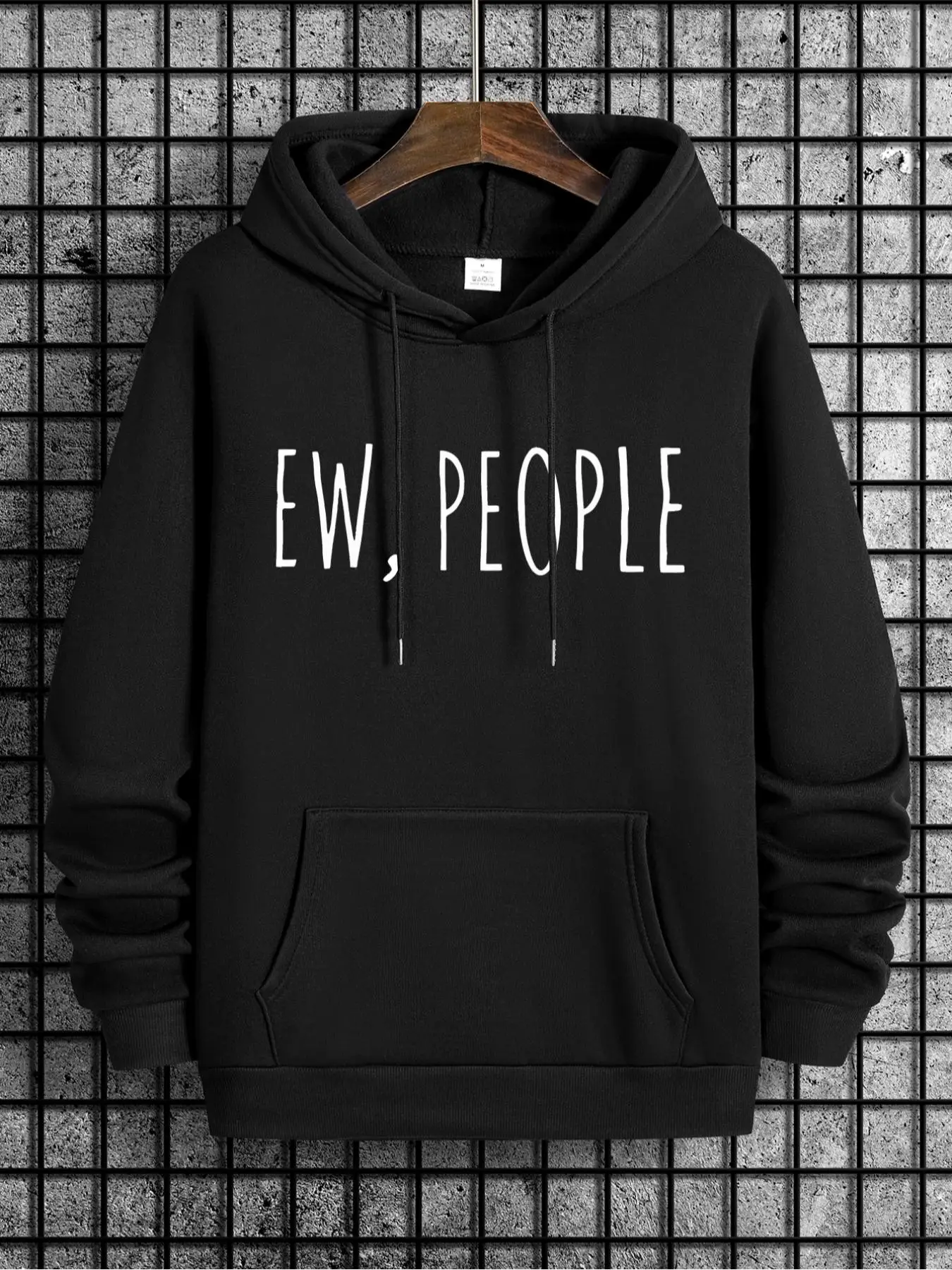 Men's Regular Fit Letter Print Drawstring Hoodie, Casual Long Sleeve Pocket Hooded Sweatshirt for Spring & Fall, Menswear for Daily Wear, Graphic Hood