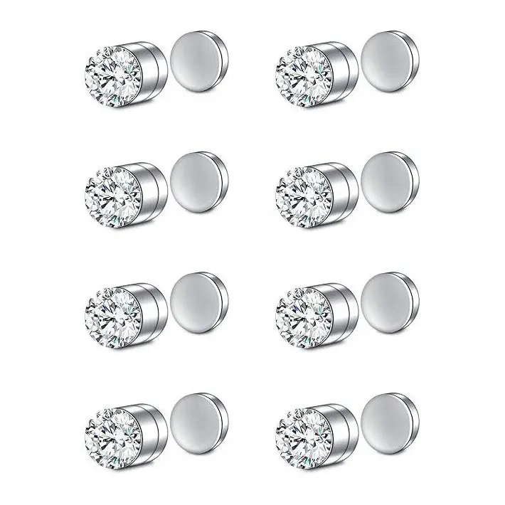 No Piercings Magnetic Fake Nose Rings Studs, Punk Style Magnetic Nose Stud Clip On Lip Ear Non Pierced Jewelry for Women Men Silvery Black Golden 3mm