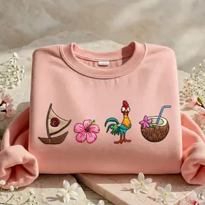 Aloha Summer Embroidered T-Shirt, funny Embroidery Sweatshirt, Characters Hoodie,  Trip Tee, Summer Outfits