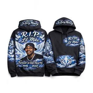 Rest In Paradise Memorial Hoodie Custom Airbrush Design Angel Wings Clouds Personalized Photo Name Dates Unisex Fit High-Quality Soft Fleece