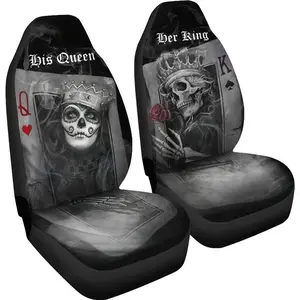 Skull Couple His Queen Her King Card Car Seat Covers