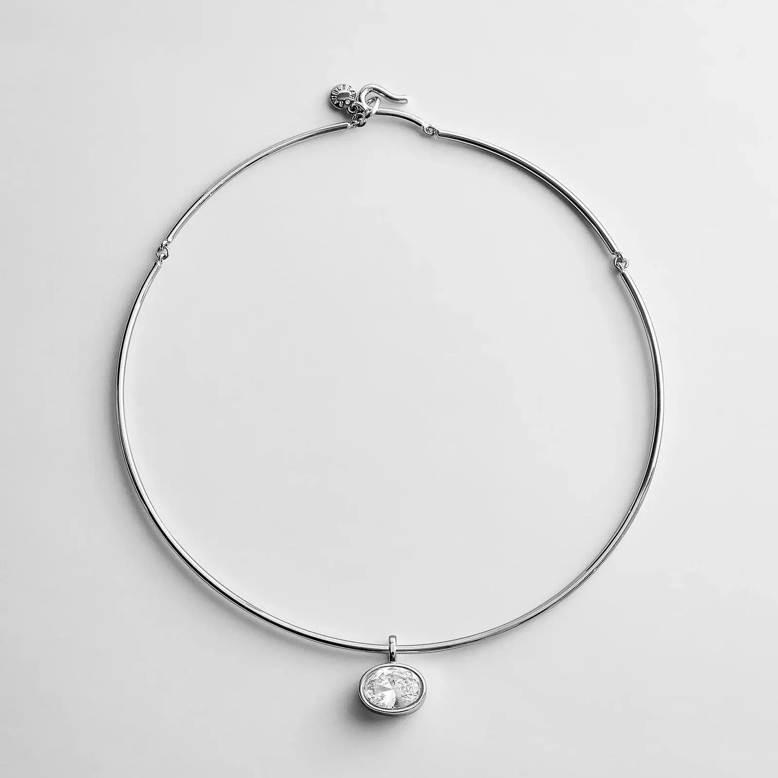 Lexi Non-Natural Crystal Charm Collar Necklace - Silver, Everyday Wear Jewelry for Women