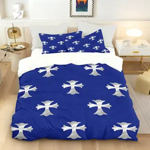 2/3 Piece Chrome Hearts Inspired Blue Duvet Cover Set(1 Duvet Cover + 1-2 Pillowcases, No Comforter No Pillow Insert), Fashion Trendy Bedding for Bedroom and Dorm, Ideal Gift for Teens and Streetwear Fans