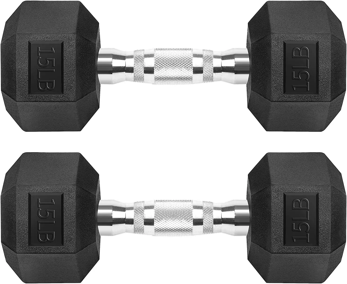 Hex Dumbbells Rubber Coated Cast Iron Hex Black Dumbbell Free Weights for Exercises