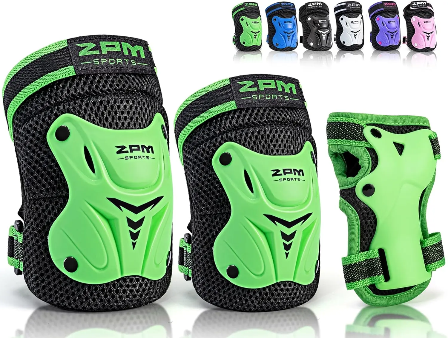 2PM SPORTS Knee Pads for Kids, Wrist Guards Knee and Elbow Pads Set with Drawstring Bag, Protective Gear Set for Girls Boys Roller Skating Cycling Skateboard