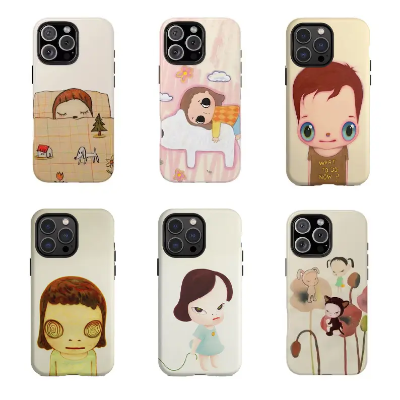 Yoshitomo Nara Customized TPU Casing with Protection for iPhone 17/16/15/14 Pro/13/12 Pro Max & Samsung Devices, Elegant Japanese-Style Protective Case, Gift Idea for Her, Iphone 14 Pro