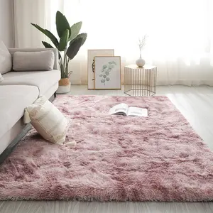 {Valentine's Day }H&D Modern Tie-Dyed Shaggy Area Rug Ultra-Soft Microfiber Throw Mat for Living Room & Bedroom Non-Slip Rubber Backing Stain-Resistant Machine Washable Eco-Friendly Kid & Pet Friendly
