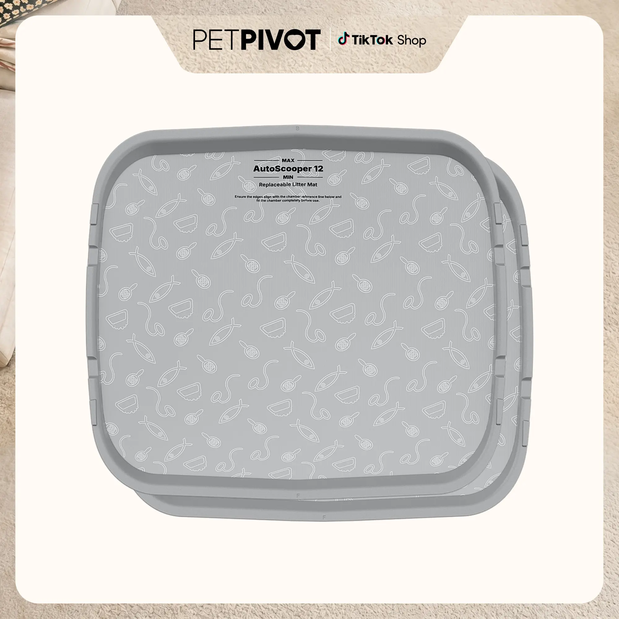 PetPivot AutoScooper 12 Lite Waterproof Cat Litter Box Replacement Liner Pads, 2-Pack with Easy Replacement, Perfect Fit & Precise Mounting Alignment for Self-Cleaning Litter Boxes