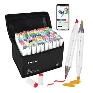 80 Colors Alcohol Markers Brush Tip with Free App, Chen Rui Dual Chisel & Brush Tips Alcohol Based Markers for Adults Coloring, Alcohol Brush Pens for Drawing, Painting, Illustration, Sketching