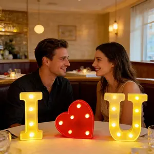 3-Piece 'i Love You' LED Marquee Letter Light Sign, Led Lighted, 21.8cm Warm, Battery-Powered, Romantic Decor for Special Occasions, Bedroom Gift, Letter Decorative Light