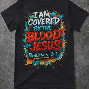 DTF transfer I am covered by the blood of Jesus When you order 7 DTF transfers in our shop we will send you 1 FREE