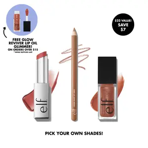 e.l.f. Build Your Glow Up Lip Trio - 3-Piece Set for Day to Night Look - Lip Liner, Lipstick, Lipgloss