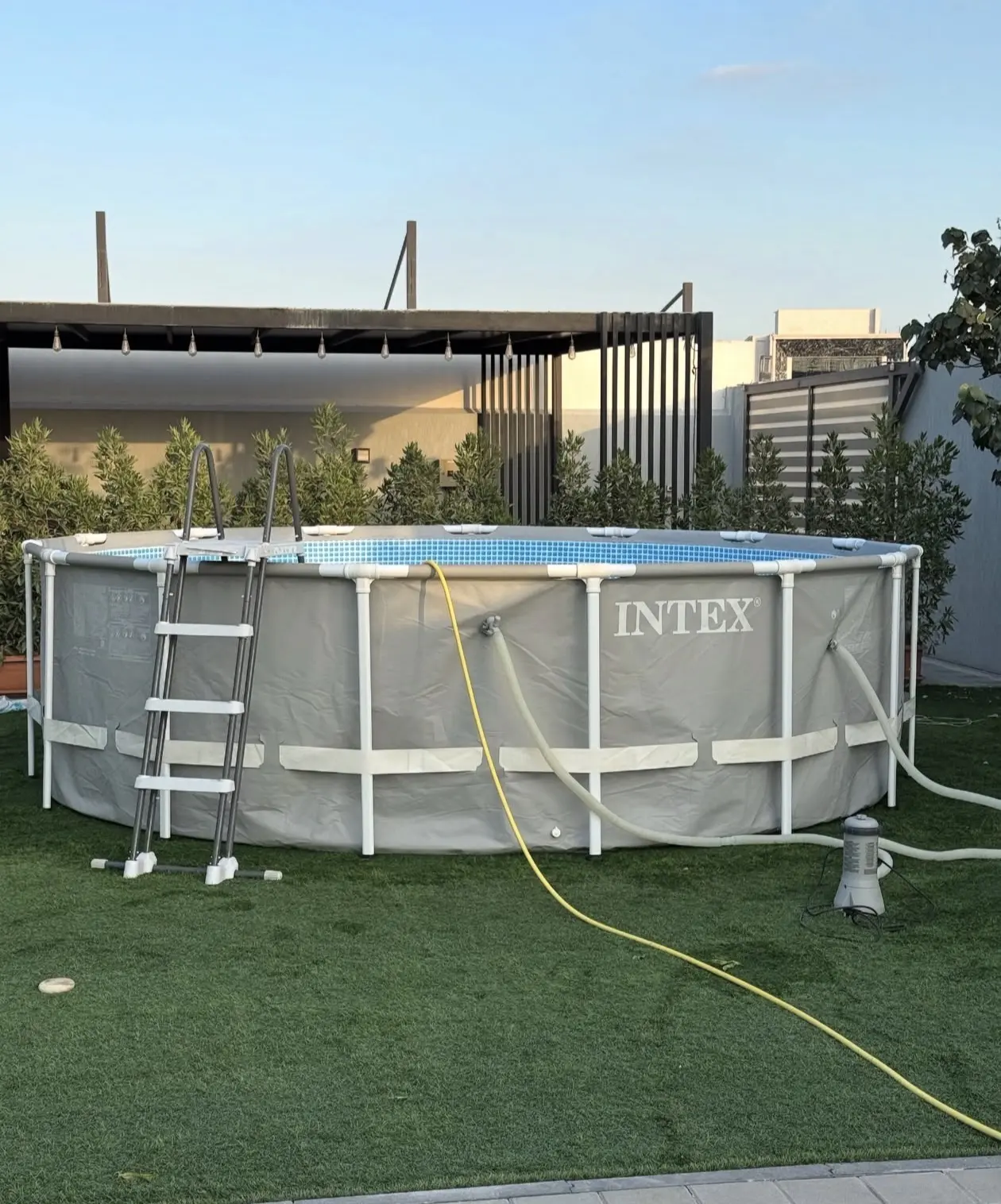 Intex Power Steel 18'x 48" Round Metal Frame Above Ground Pool Set