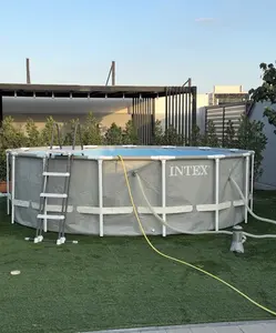 Intex Power Steel 18'x 48" Round Metal Frame Above Ground Pool Set