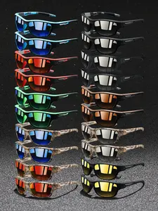 20 pairs of the latest camouflage pattern sports sunglasses,providing UV400 protection,suitable for various outdoor activities,available in multiple colors,equipped with rubber nose pads for increased comfort,stylish, Outdoor Sports Eyewear