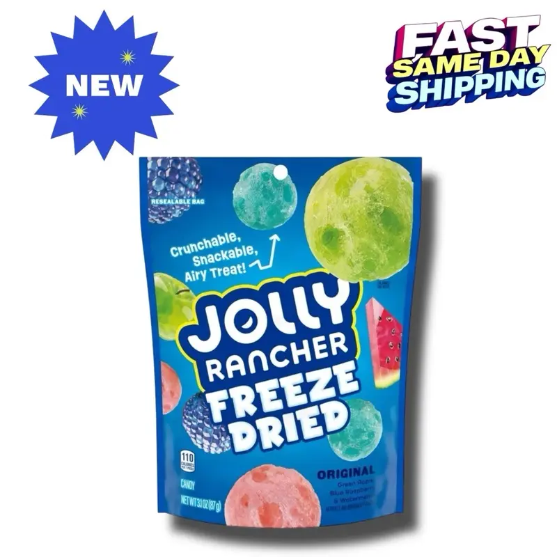 JOLLY RANCHER Freeze Dried Original Fruit Flavored Candy Bag, 3.1 oz Snack Sweet Natural Bonbon