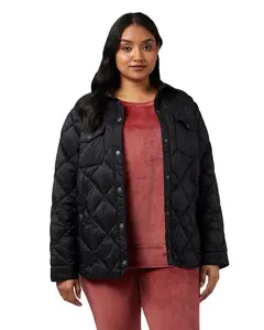 32 Degrees Women's Lightweight Recycled Poly-Fill Shirt Jacket | Quilted | Semi-Fitted | Snap Pockets, Black, Small