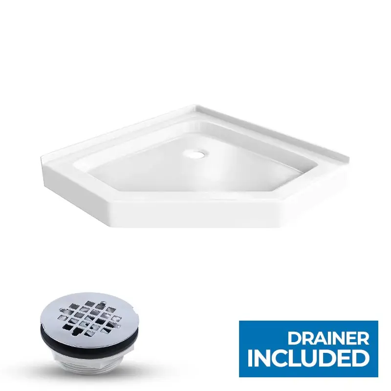 Neo Angle Center Drain Shower Base - Shower Pan - Double Tile Flanges - 36 X 36 X 5.5