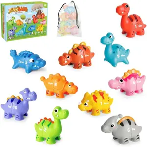 F-ELT02  20 PCS Dinosaur Number Learning Toys for Toddlers Kids 3-5, 10 Different Dinosaur Figures, Double Sided Number Matching Game, Preschool Activities Montessori Fine Motor Toys for Toddlers Kids