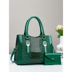 Women's Fashionable Crocodile Embossed Handbag, Casual Large Capacity Shoulder Bag for Daily Used, Trendy Versatile High-quality Daily Commuting Bag