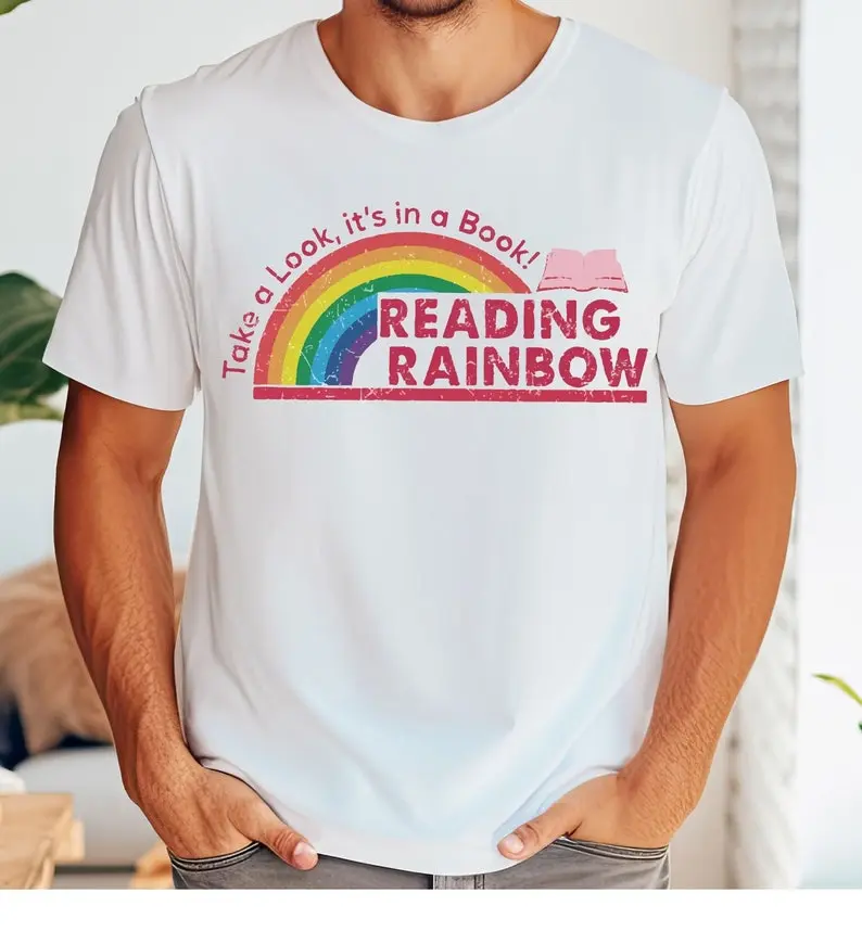 Reading Rainbow Shirt, Retro Librarian Shirt, Teacher Appreciation Shirt, Book Lover Gift, Bookworm Tee, Retro Comfort Rainbow School Shirt