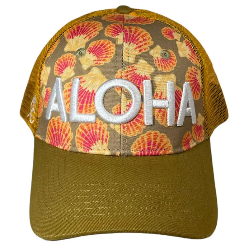 ANXD Sunrise SHell/ Mesh: White 3D Aloha Blocks | Curved Snapback | 58cm Adjustable