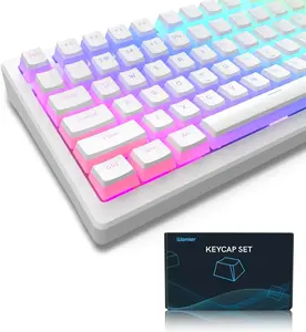 Womier Pudding Keycaps, PBT Shine Through Keycaps 165 Keys Set Custom Key caps Set OEM Profile,White